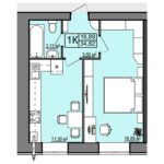1 кімнатна квартира на 34,82 м² на 1 поверсі — ЖК Правильний Вибір у місті Дніпро