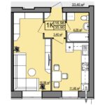1 кімнатна квартира на 35,9 м² на 1 поверсі — ЖК Правильний Вибір у місті Дніпро