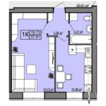 1 кімнатна квартира на 37,91 м² на 1 поверсі — ЖК Правильний Вибір у місті Дніпро