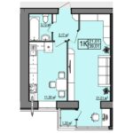 1 кімнатна квартира на 39,76 м² на 7 поверсі — ЖК Правильний Вибір у місті Дніпро