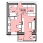 1 кімнатна квартира на 43,69 м² на 10 поверсі — ЖК Правильний Вибір у місті Дніпро